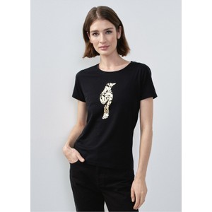 Czarny t-shirt Ochnik z okrągłym dekoltem z bawełny w młodzieżowym stylu