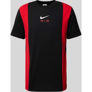 Czarny t-shirt Nike z krótkim rękawem z bawełny z nadrukiem