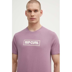 Fioletowy t-shirt Rip Curl z nadrukiem w młodzieżowym stylu