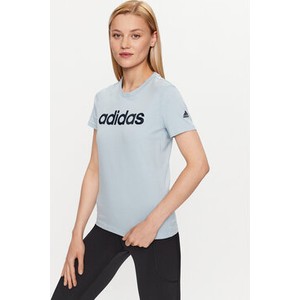 Granatowy t-shirt Adidas w sportowym stylu