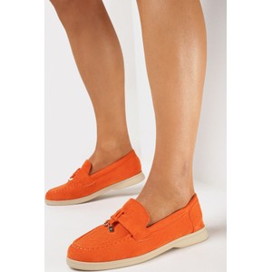 Pomarańczowe buty born2be z płaską podeszwą