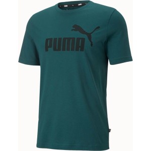 Zielony t-shirt Puma z krótkim rękawem w sportowym stylu z bawełny