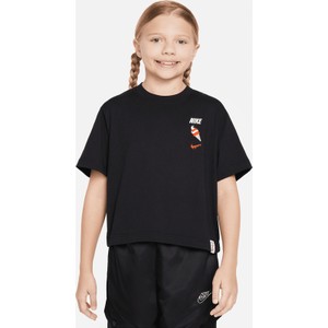 Czarna bluzka dziecięca Nike z bawełny z krótkim rękawem dla dziewczynek