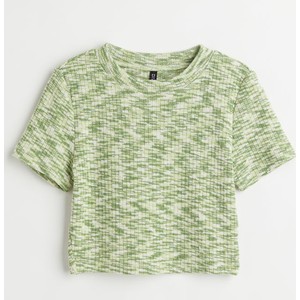 Zielona bluzka H & M z krótkim rękawem w stylu casual z okrągłym dekoltem