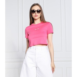 Różowy t-shirt Calvin Klein z okrągłym dekoltem w stylu casual