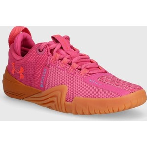 Różowe buty sportowe Under Armour w sportowym stylu z płaską podeszwą