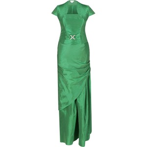 Zielona sukienka Fokus gorsetowa maxi z krótkim rękawem