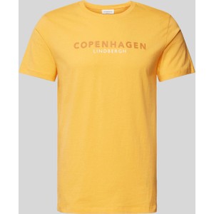 Żółty t-shirt Peek&Cloppenburg z bawełny z krótkim rękawem w młodzieżowym stylu