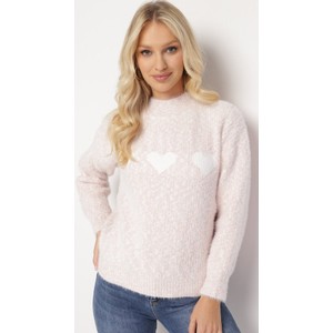 Różowy sweter born2be w stylu casual