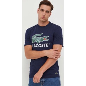 T-shirt Lacoste z nadrukiem z bawełny