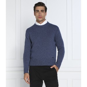 Sweter Hugo Boss z wełny w stylu casual z okrągłym dekoltem