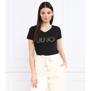 Czarny t-shirt Liu-Jo w młodzieżowym stylu z bawełny
