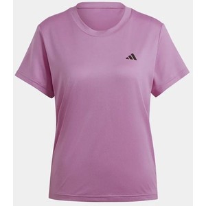 Fioletowy t-shirt Adidas z okrągłym dekoltem w sportowym stylu z krótkim rękawem