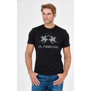 Czarny t-shirt La Martina w młodzieżowym stylu z krótkim rękawem