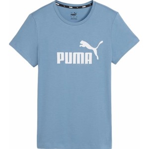 Niebieski t-shirt Puma w sportowym stylu z krótkim rękawem z okrągłym dekoltem