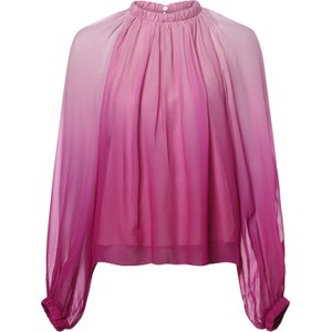 Różowa bluzka Drykorn w stylu casual z szyfonu z długim rękawem