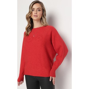 Czerwony sweter born2be w stylu casual z tkaniny