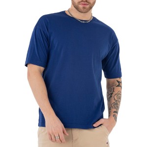 Niebieski t-shirt Champion z bawełny z krótkim rękawem