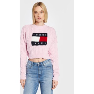 Różowy sweter Tommy Jeans w stylu casual
