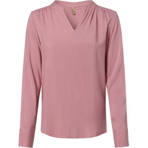 Różowa bluzka Soyaconcept z dekoltem w kształcie litery v z długim rękawem w stylu casual
