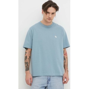 Niebieski t-shirt Abercrombie & Fitch z bawełny z krótkim rękawem