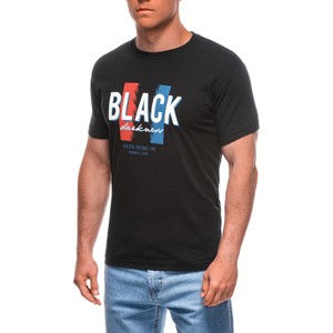 Czarny t-shirt Edoti z krótkim rękawem