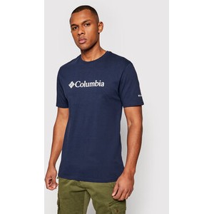 Niebieski t-shirt Columbia w młodzieżowym stylu z krótkim rękawem