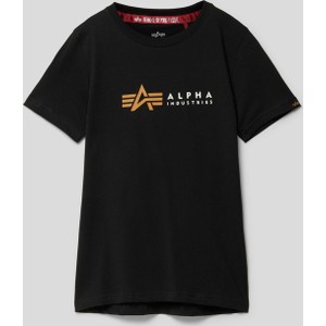 Czarna koszulka dziecięca Alpha Industries z krótkim rękawem