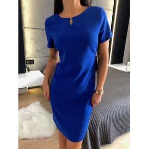 Niebieska sukienka ModnaKiecka.pl w stylu klasycznym prosta midi