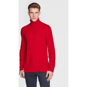 Czerwony sweter POLO RALPH LAUREN z golfem w stylu casual