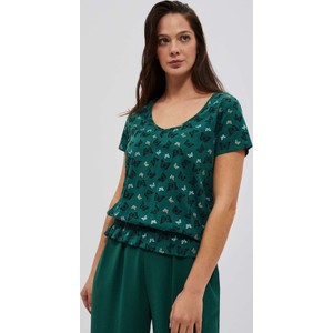 Zielona bluzka Moodo.pl w stylu casual z krótkim rękawem z bawełny