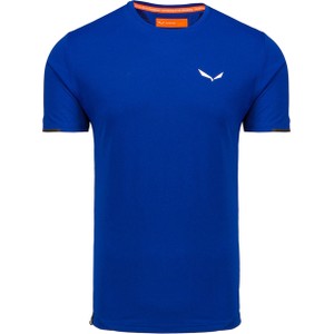 Niebieski t-shirt Salewa z krótkim rękawem w sportowym stylu z tkaniny