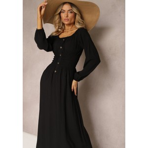 Czarna sukienka Renee rozkloszowana maxi z długim rękawem