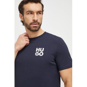 Granatowy t-shirt Hugo Boss z bawełny w młodzieżowym stylu