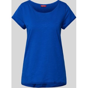 Niebieski t-shirt Esprit z okrągłym dekoltem z krótkim rękawem