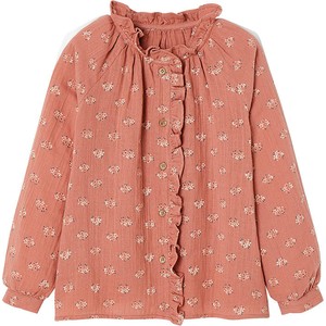 Różowa bluzka dziecięca Vertbaudet z długim rękawem z bawełny dla dziewczynek