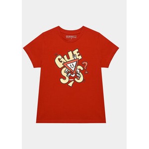 Czerwona koszulka dziecięca Guess dla chłopców
