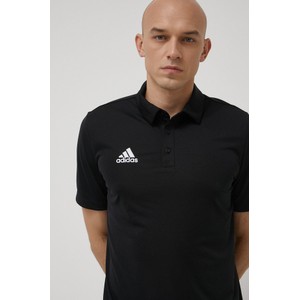 Czarna koszulka polo Adidas Performance w sportowym stylu z krótkim rękawem z dzianiny