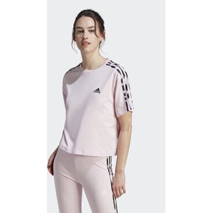 Różowy t-shirt Adidas z krótkim rękawem