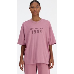 Różowa bluzka New Balance z bawełny