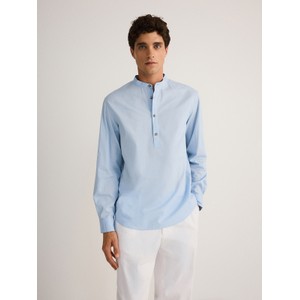 Niebieska koszula Reserved z długim rękawem z bawełny ze stójką