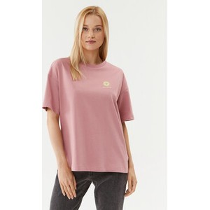 Różowy t-shirt Converse z krótkim rękawem z okrągłym dekoltem