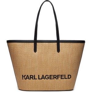 Brązowa torebka Karl Lagerfeld matowa w wakacyjnym stylu duża