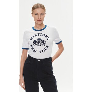 T-shirt Tommy Hilfiger w młodzieżowym stylu z krótkim rękawem z okrągłym dekoltem