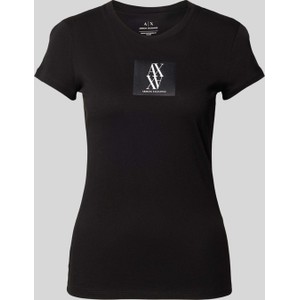 Czarna bluzka Armani Exchange w młodzieżowym stylu z okrągłym dekoltem