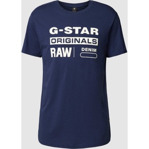 Granatowy t-shirt G-Star Raw z bawełny z nadrukiem