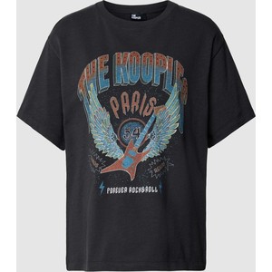 Czarny t-shirt The Kooples w młodzieżowym stylu z bawełny z nadrukiem