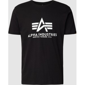 Czarny t-shirt Alpha Industries z krótkim rękawem z nadrukiem w młodzieżowym stylu