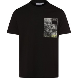 Czarny t-shirt Calvin Klein z bawełny z krótkim rękawem z nadrukiem