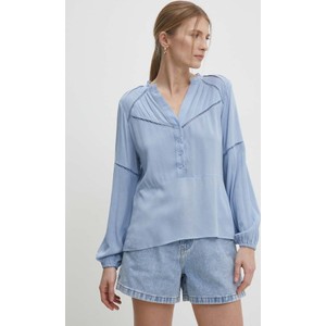 Niebieska bluzka Answear Lab z długim rękawem w stylu casual